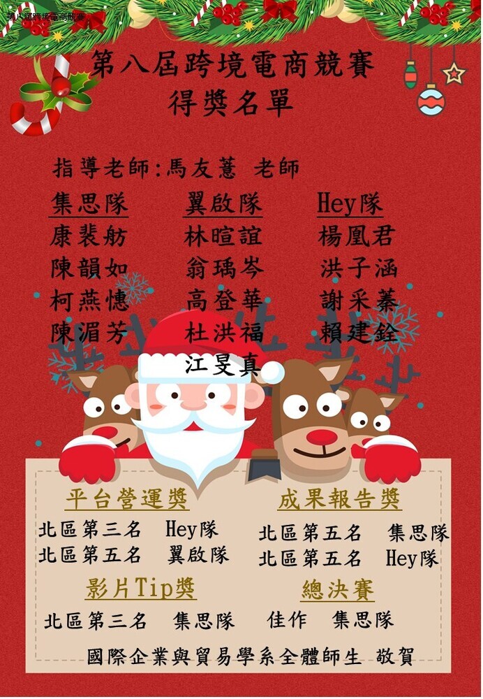 賀!國際企業與貿易學系師生 參加全國大專院校跨境電商競賽再創佳績圖片